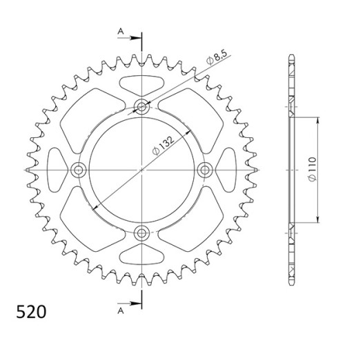 CORONA IN ALLUMINIO P520 - Z48 (DIS.00134)