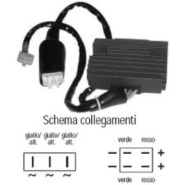 Regolatore di Tensione Giapponese SHINDENGEN SH689-GA - 12V - C.C - Trifase - 7 Cavi (4 + 3) - APRILIA DORSODURO 750 (08>) - SHIVER 750 (07>) - MANA 850 (07>) - GILERA GP 800 (07>) - HONDA CB 900 HORNET (04>)
