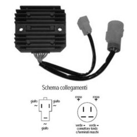 Regolatore di Tensione Giapponese SH538D-13 (MV1) - 12V - CC - TRIFASE - 7 CAVI  (CONNETTORE TONDO 4 FASTON MASCHI) per HONDA XRV 750 AFRICA TWIN (1992-RD04)