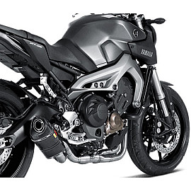 Scarico Completo Akrapovic Linea Racing (CARBONIO) collettori INOX con Terminale Esagonale in Carbonio non Omologato per YAMAHA MT09 / FZ9 (2014>) - XSR 900 (2016>)