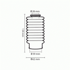 SOFFIETTI PER FORCELLE A 10 DENTI  - DIAMETRO ø 28mm - ø 39mm - ALTEZZA 134mm - NERO