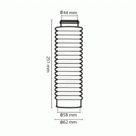 SOFFIETTI PER FORCELLE A 18 DENTI  - DIAMETRO ø 44mm - ø 58mm - ALTEZZA 251mm - NERO