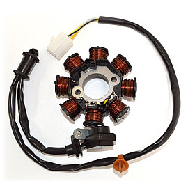 Statore Mitsuba 8 poli 140W - c/pick-up per MOTORE PEUGEOT 50/100 2T VIVACITY 50 (99 - c/antifur.) - ELYSEO 50 (99>) - X-FIGHT 50 LC (00>) - X-FIGHT 50 AIR (00>) - SPEEDFIGHT 50 AIR CAT. (99) - ELYSEO 100 (99>) - VIVACITY 100 (99>) - LOOXOR 100 (01>)