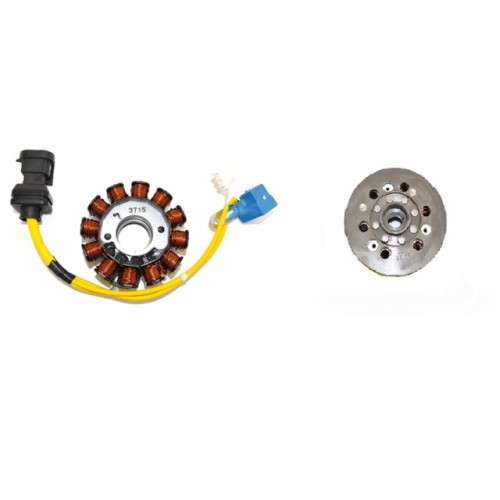 Volano completo Kokusan 170W - 12 poli trifase diametro 101,8/116 - cono 19 MOTORE PIAGGIO LEADER 4T 180/200 (4V-ACQUA)  per APRILIA ATLANTIC 200 SCARABEO 200(03/07) SPORT CITY 200/ONE/CUBE - GILERA RUNNER VXR 180/200 DNA 180