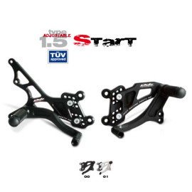 Pedane arretrate in Ergal Valter Moto modello START Tipo 1.5 Regolabili Cambio Rovesciato TRIUMPH DAYTONA 675 - STREET TRIPLE 675 / R (2006/2010)