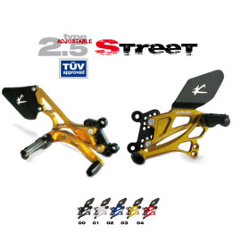Pedane arretrate in Ergal Valter Moto modello STREET Tipo 2.5 Regolabili Cambio Rovesciato TRIUMPH DAYTONA 675 - STREET TRIPLE 675 / R (2006/2010)