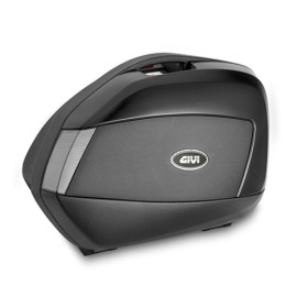 Coppia di valigie laterali nere goffrate V35 TECH MONOKEY SIDE con cover nera e catadiottri trasparenti