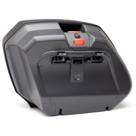 Coppia di valigie laterali nere MONOKEY SIDE V37 con catadiottri rossi e cover carbon look 37 litri