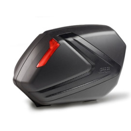 Coppia di valigie laterali nere MONOKEY SIDE v37 con catadiottri rossi e cover carbon look