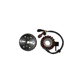 Volano completo kokusan 18 poli trifase - c/pick-up a 2 cavi statore diametro est. 94,7 - int. 34,9 rotore diametro 112,4 - cono est. 22 mm per APRILIA SCARABEO 125/150 LIGHT IE (09/13) - MOTORE  APRILIA 125/200 4T INIEZIONE -