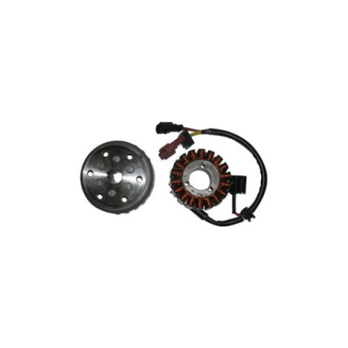 Volano completo kokusan 18 poli trifase - c/pick-up a 2 cavi statore diametro est. 94,7 - int. 34,9 rotore diametro 112,4 - cono est. 22 mm per APRILIA SCARABEO 125/150 LIGHT IE (09/13) - MOTORE  APRILIA 125/200 4T INIEZIONE -