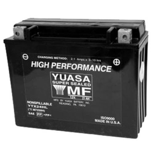 Batteria Yuasa YTX24HL-BS 21A CCA 350A, positivo DX 205 x 87 x 162